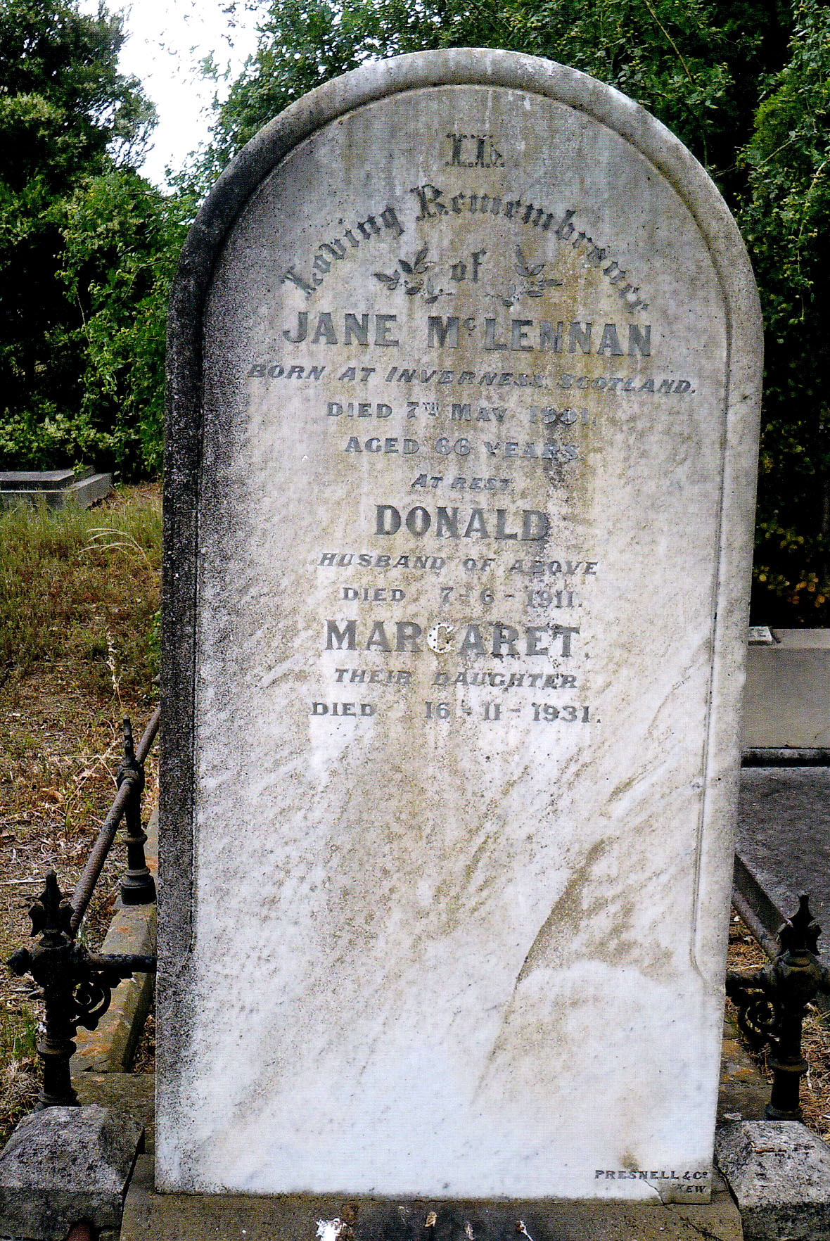 Photo of headstones/Donald McLennan d1911 hdstn Kew Cem